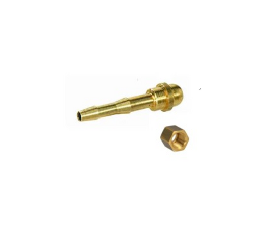 3 mm Brass Hose Connector with Swivel Nut - 1/4" Right-Hand Thread