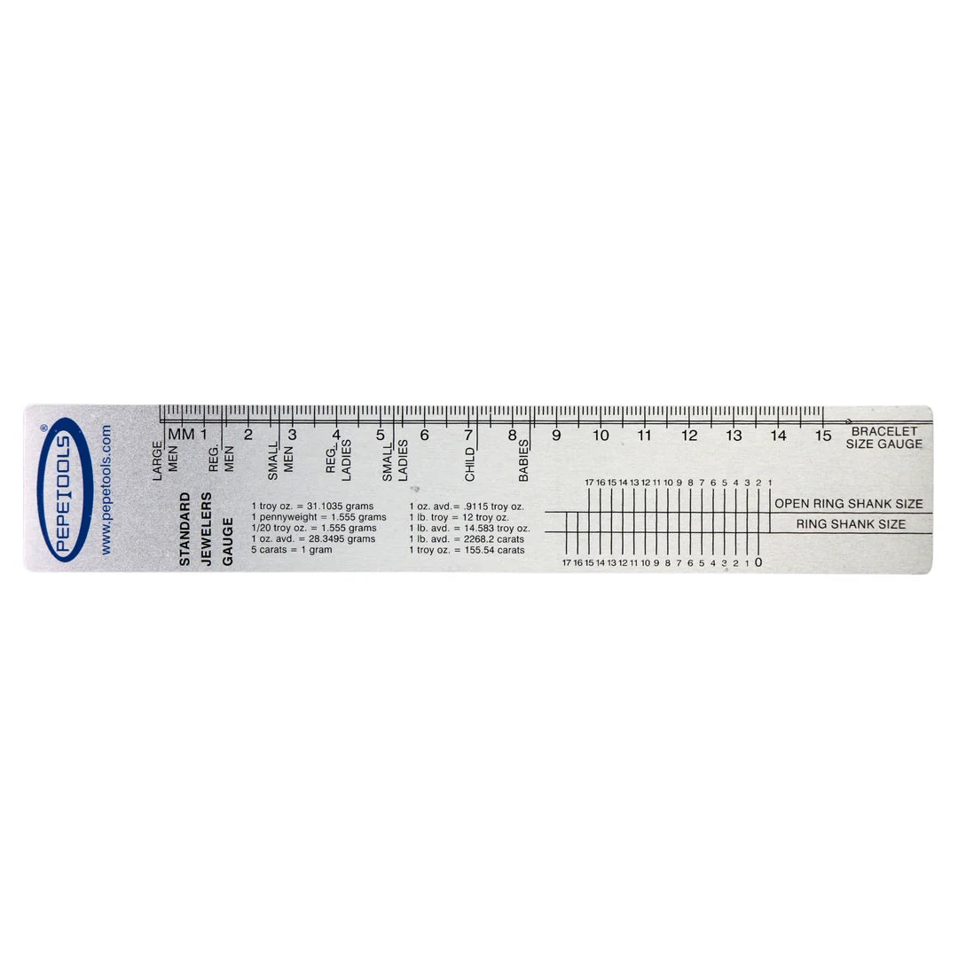 Pepe Tools Standard Jeweller's Gauge Ruler – Ring & Bracelet Sizing Tool