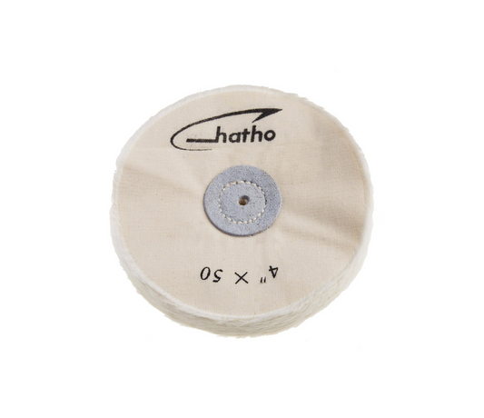 Hatho 50 Ply Cotton Polishing Mop - WHITE- FINE- 868 4"x 50 H