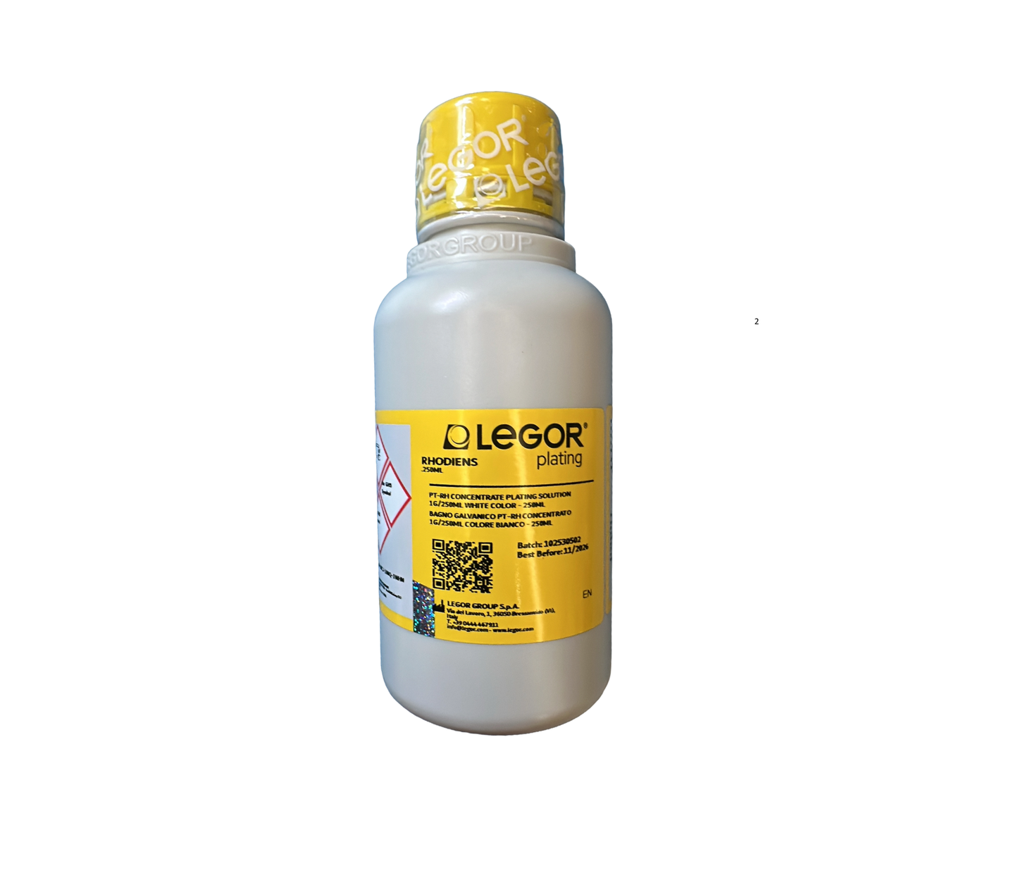 Legor RHODIENS Platinum-Rhodium Plating Solution 1g/250ml - Bright White Finish Alternative to Rhodium (RH2XL Alternative)