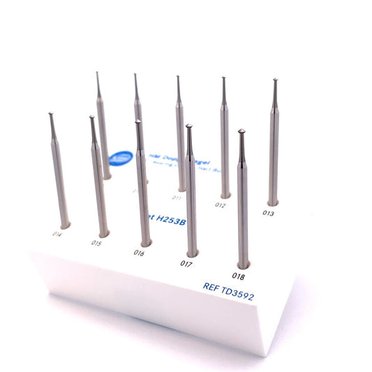 Komet #H253B KIT- Carbide TCT Cutter Double Cone 90°-Assorted Set (sizes available: 0.90mm-1.80mm)